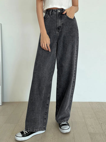 DAZY High Waist Washed Wide Leg Jeans