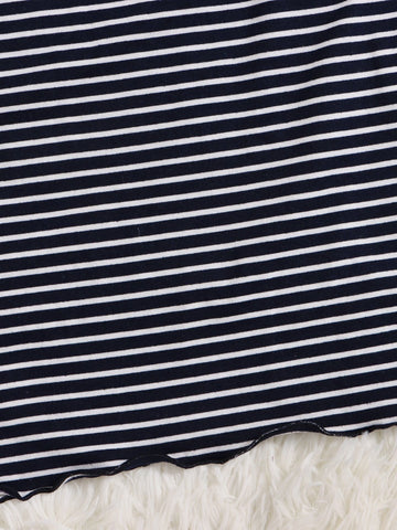 Teen Girls Striped Letter Graphic Off Shoulder Dress