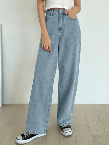 DAZY High Waist Washed Wide Leg Jeans