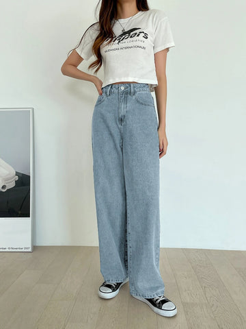 DAZY High Waist Washed Wide Leg Jeans