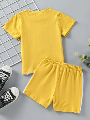 Toddler Boys Color Block Letter Graphic Tee & Shorts