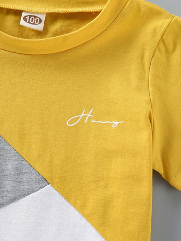 Toddler Boys Color Block Letter Graphic Tee & Shorts