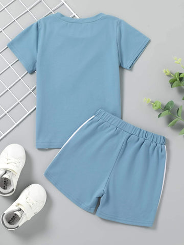 Toddler Boys Color Block Letter Graphic Tee & Shorts