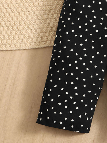 Baby Polka Dot Ruffle Sleeve Belted Jumpsuit
