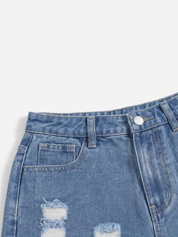 Teen Girls Ripped Raw Hem Denim Shorts
