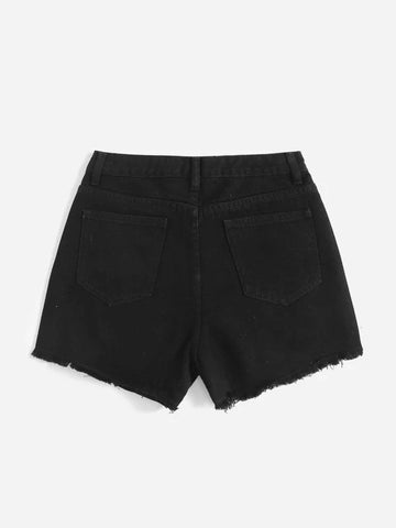 Teen Girls Ripped Raw Hem Denim Shorts