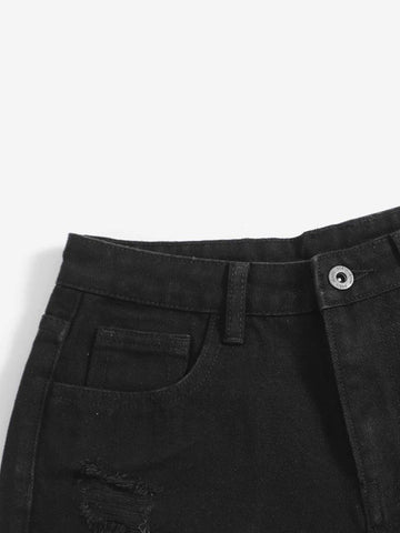 Teen Girls Ripped Raw Hem Denim Shorts