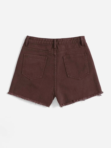 Teen Girls Ripped Raw Hem Denim Shorts