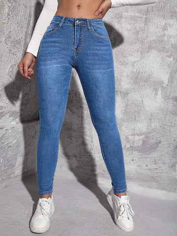 Cat Whisker Zipper Fly Skinny Jeans