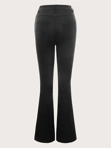 Leather Look High Waist Boyfriend Fit Jeans