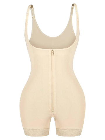 Contrast Lace Zip Back Shapewear Bodysuit