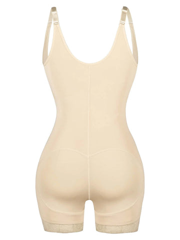 Contrast Lace Zip Back Shapewear Bodysuit