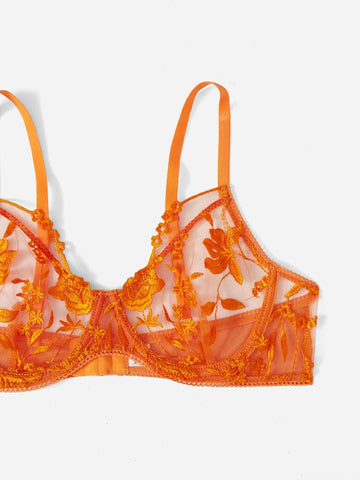 Floral Guipure Lace Underwire Thong Lingerie Set