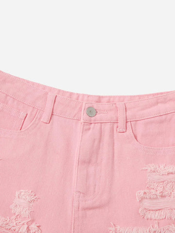 Teen Girls Ripped Raw Hem Denim Shorts