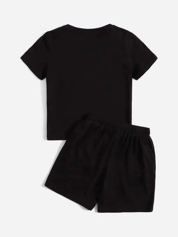 Toddler Boys Reflective Expression Print Tee & Drawstring Waist Shorts