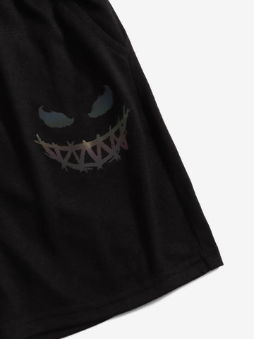 Toddler Boys Reflective Expression Print Tee & Drawstring Waist Shorts