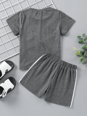 Toddler Boys Color Block Letter Graphic Tee & Shorts