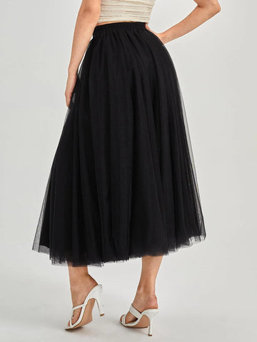 Unity High Waist Mesh Flare Skirt
