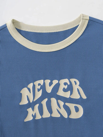 Slogan Graphic Contrast Trim Bodysuit