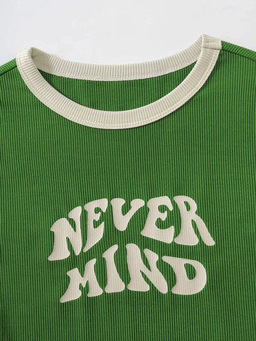 Slogan Graphic Contrast Trim Bodysuit