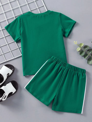 Toddler Boys Color Block Letter Graphic Tee & Shorts