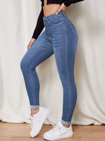 Zipper Fly Skinny Jeans