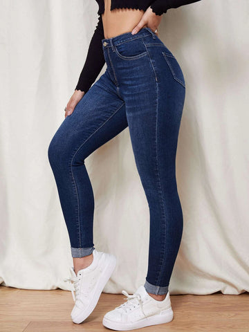 Zipper Fly Skinny Jeans