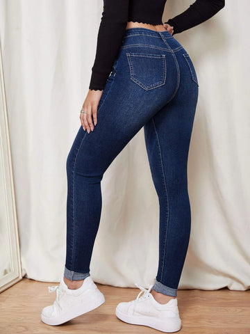 Zipper Fly Skinny Jeans