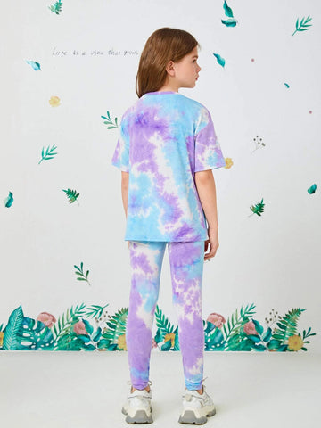 Girls Tie Dye Front Tee & Leggings