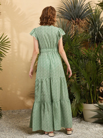 Teen Girls Ruffle Trim Ditsy Floral Dress