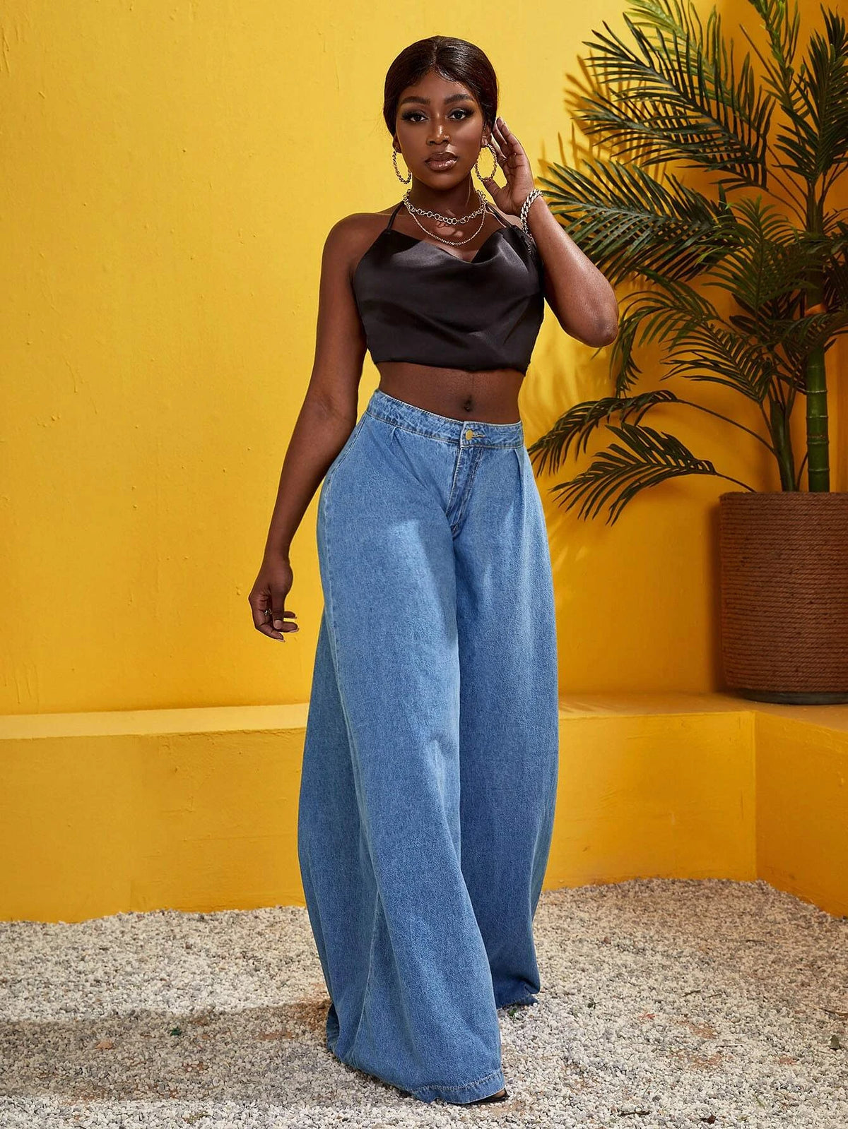 SXY Zip Fly Wide Leg Jeans