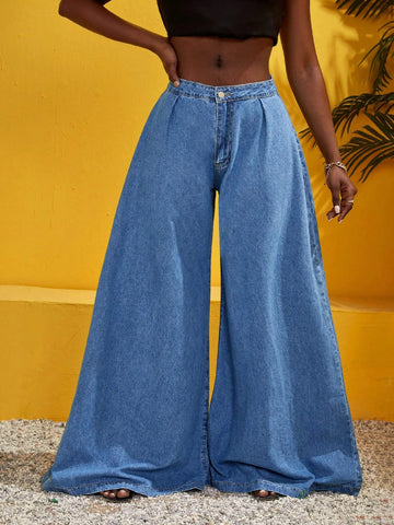 SXY Zip Fly Wide Leg Jeans