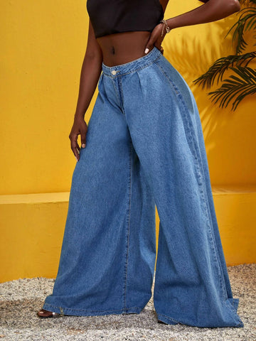 SXY Zip Fly Wide Leg Jeans