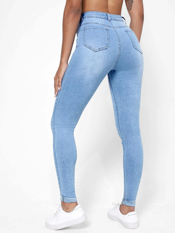 Zipper Fly Skinny Jeans