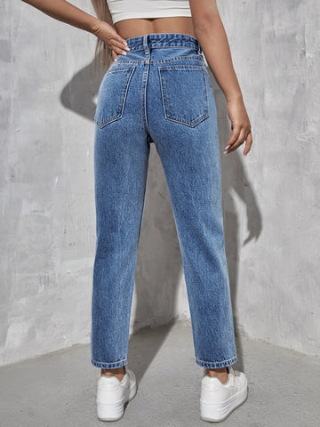 PETITE High Waist Mom Fit Jeans