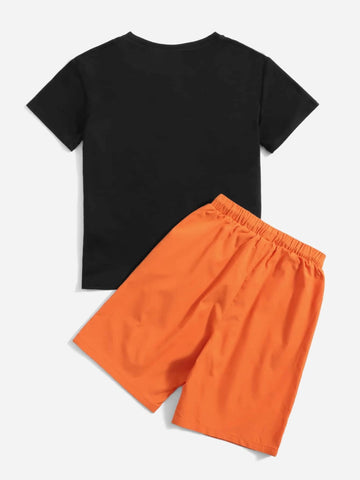 Boys Car & Letter Graphic & Drawstring Waist Shorts