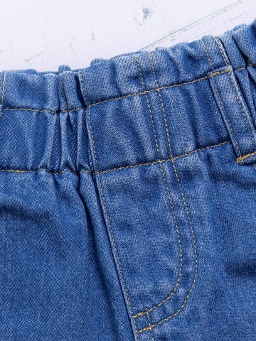 Baby Paperbag Waist Roll Up Hem Denim Shorts