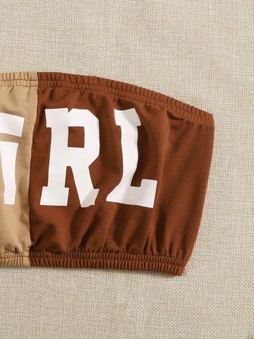 Girls Letter Graphic Tube Top & Pants