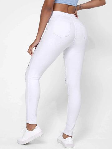 Ripped Frayed Cut Out Skinny Jeans