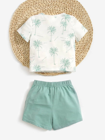 Baby Tropical & Letter Graphic Tee & Shorts
