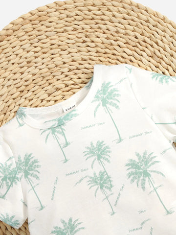 Baby Tropical & Letter Graphic Tee & Shorts