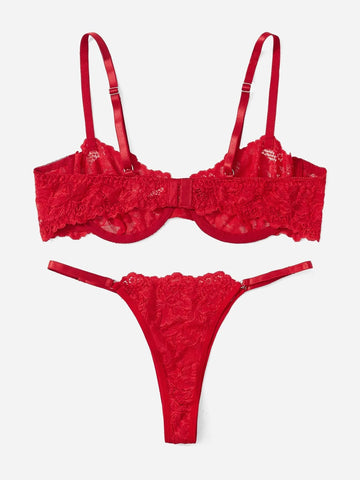 Floral Lace Underwire Lingerie Set