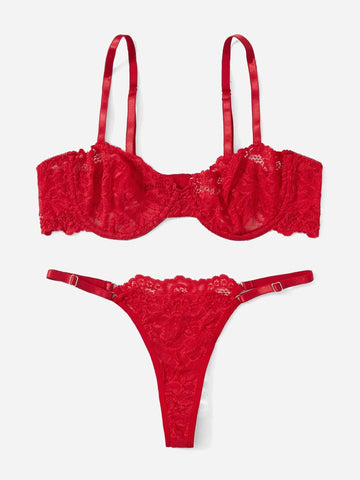 Floral Lace Underwire Lingerie Set