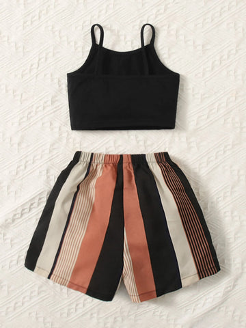 Baby Cami Top & Colorblock Striped Shorts