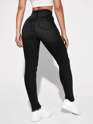 Ripped Detail Skinny Jeans
