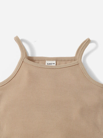 Baby Solid Ribbed Knit Cami Top & Shorts
