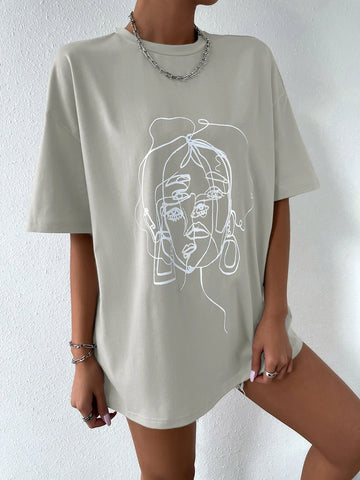 Figure Graphic Drop Shoulder Tee