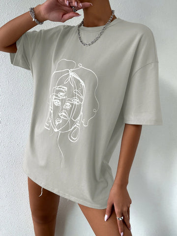 Figure Graphic Drop Shoulder Tee