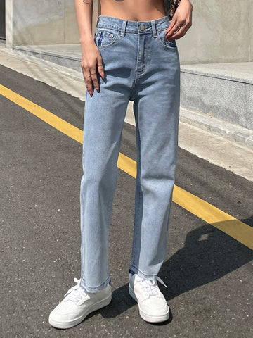 DAZY Split Hem Straight Leg Jeans