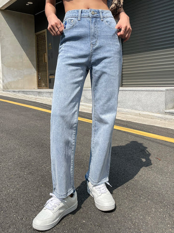 DAZY Split Hem Straight Leg Jeans